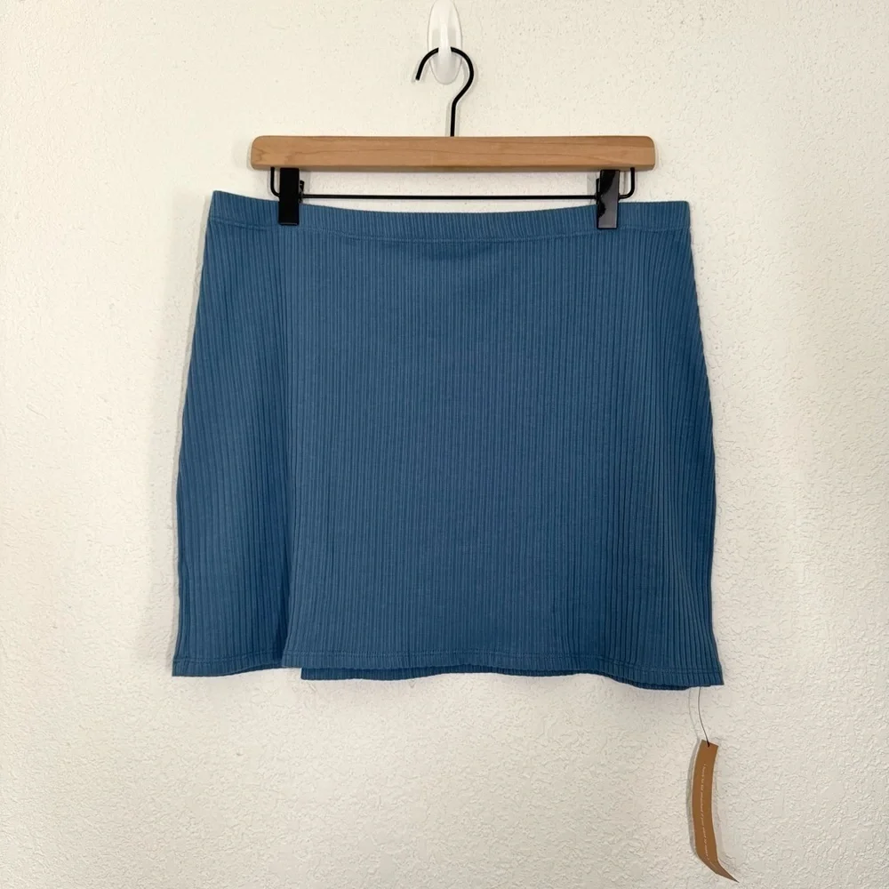 Reformation Camille Knit Cardigan Tank Mini Skirt Set Morning Glory Blue XL NEW